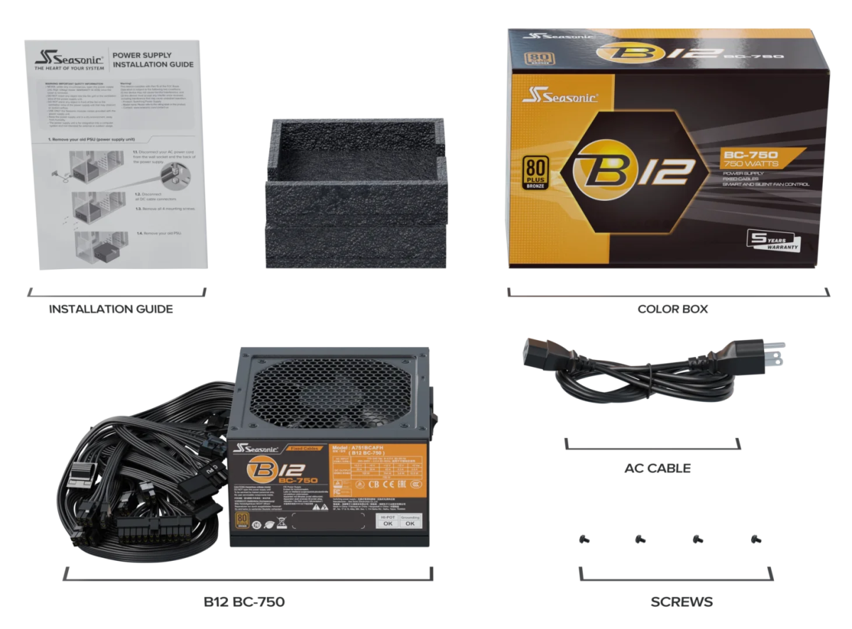 Seasonic B12 BC - 750 Power Supply 750 Watts | A751BCAFH - Vektra Computers LLC Seasonic B12 BC - 750 Power Supply 750 Watts | A751BCAFH - Vektra Computers LLC